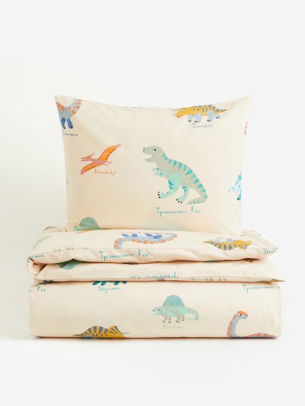 NWT H&M boys Kids Cream Dinosaur Cotton Bedding Set duvet set